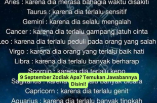 9 September Zodiak Apa Temukan Jawabannya Disini!